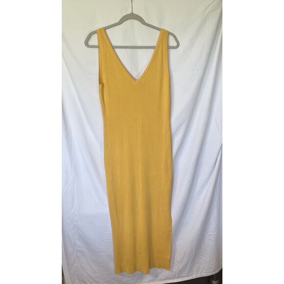 Slinky Bright Form Fitting Caution Light Dress Deep V Long Slit Feels Good Sexy - Picture 2 of 16